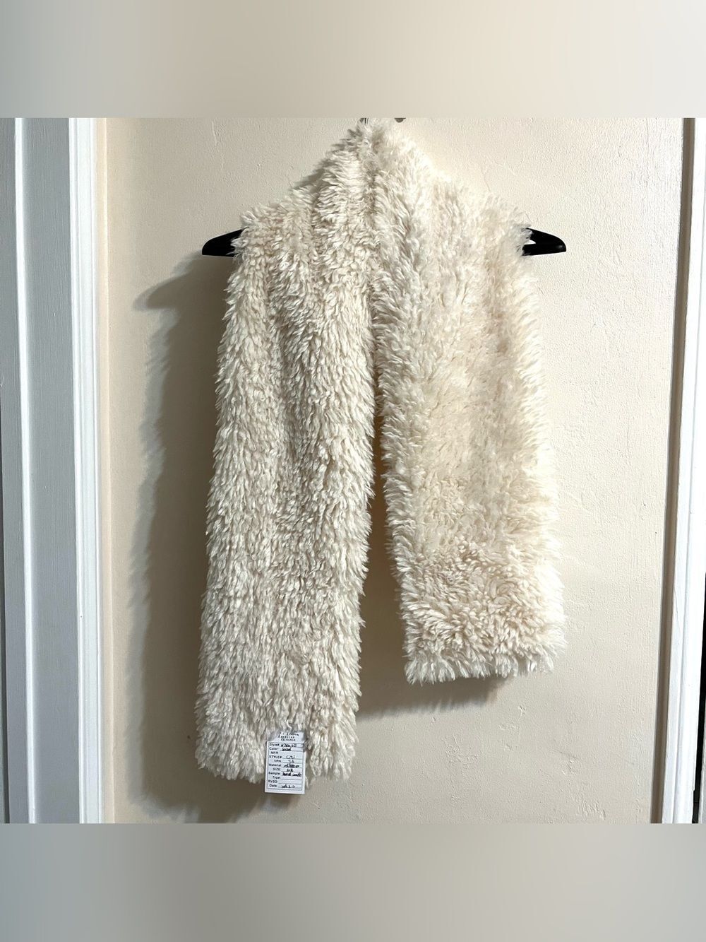 Ivory Faux Fur Scarf-Style Wrap or Decorative Throw Accent Piece Cozycore
